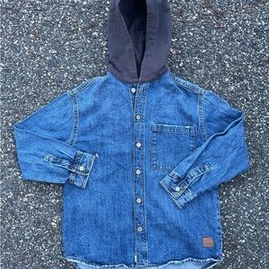 Zara Blue and Gray Jean Jacket with Hood